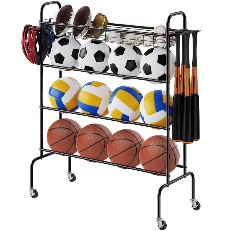 4-layer rolling basketball hoo - огляд і ціна Sports Equipment Garage Storage