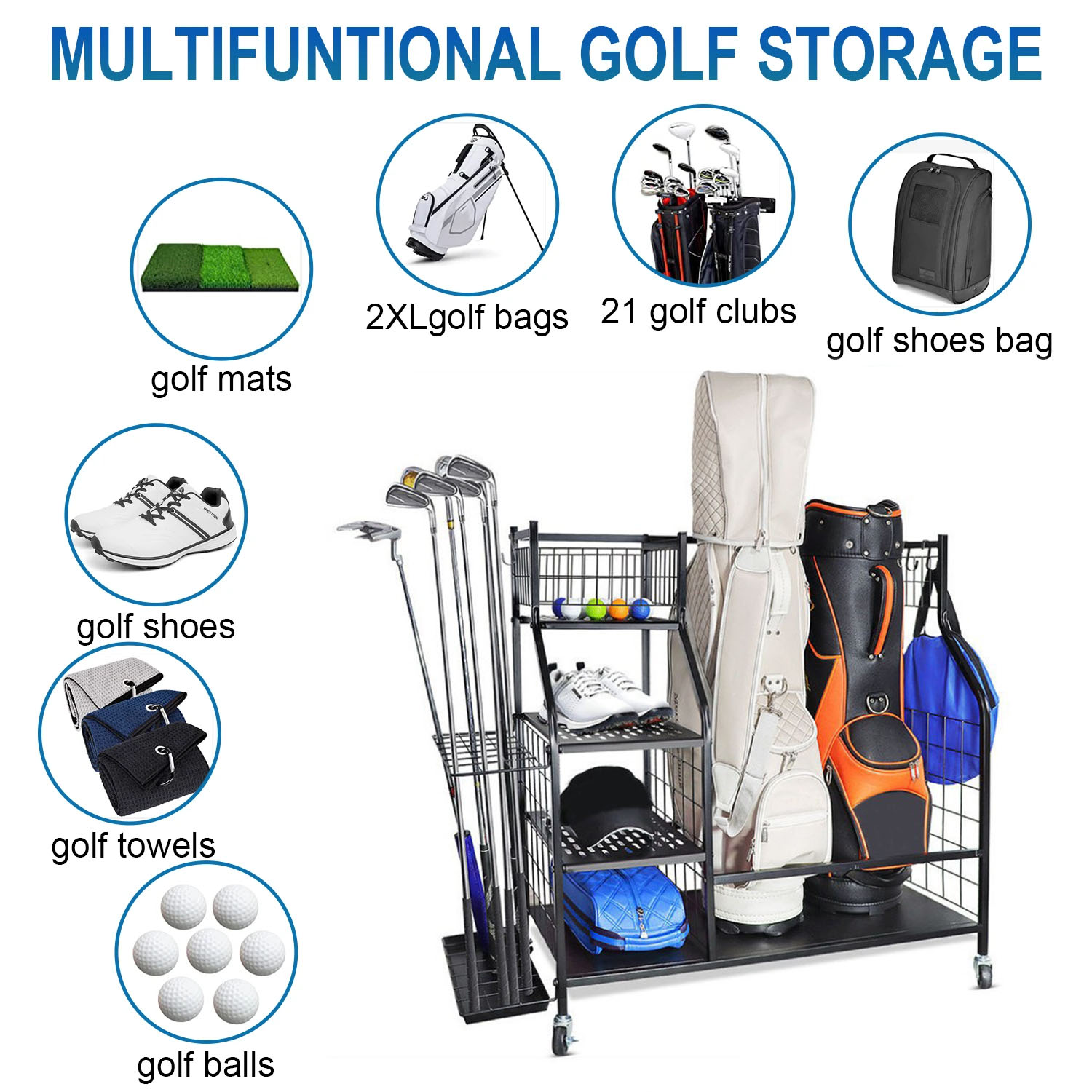 Golf Bag Storage Garage Organi - огляд і ціна Sports Equipment Garage Storage