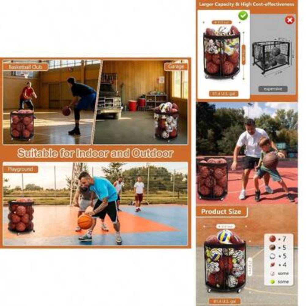 Heavy Duty Ball Storage Bin Ca - огляд і ціна Sports Equipment Basketball