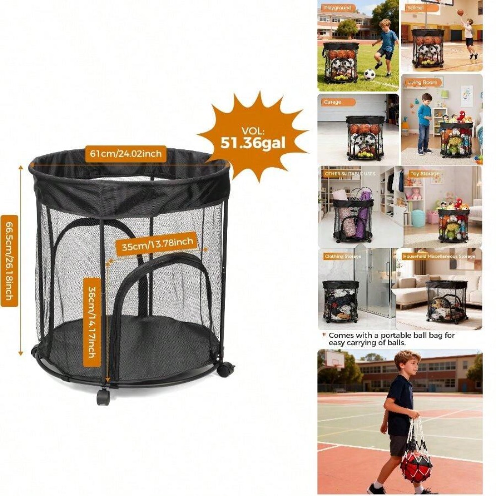 51.36 Gallon Ball Storage Cart - огляд і ціна Sports Equipment Garage Storage